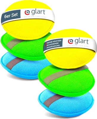 Immagine prodotto di Glart 46PP Set di 6 spugne in microfibra per lucidatura auto, per cere e lucidanti