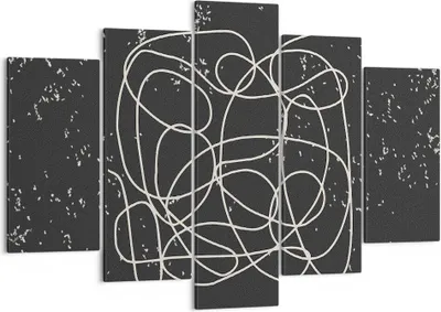 Produktbild von Bild auf Leinwand - Leinwandbild - 5 Teile - Modern Linie Schwarz - 150x100cm - Wand Bild - Wanddeko - Wandbilder - Leinwanddruck - Bilder - Wanddekoration - Leinwand bilder - EA150x100-4649