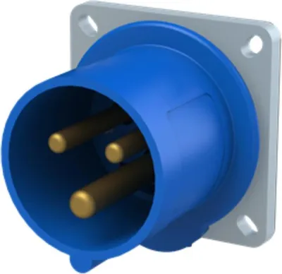 Imagen del producto de Conector empotrable CEE de 16 amperios, 3 polos (2P+PE), con borne macho, codificación 6h en azul, 200/250V, frecuencia 50 y 60Hz - 1 unidad