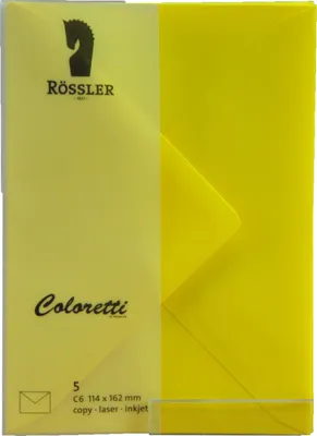 Produktbild von Rössler Papier 220705543 Coloretti Briefumschläge - C6, 5 Stück, goldgelb