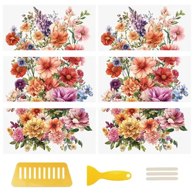 Transfer-Sticker-Set, 6 Blätter, Vintage-Blumen, 30 x 15 cm, für Scrapbooking