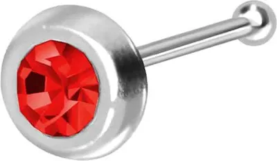 Produktbild von Nasenpiercing, Nasenstecker 925er Silber Nasenstecker Pin RUNDER KRISTALL