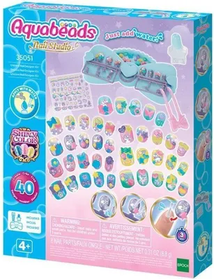 Produktbild von Aquabeads Nagelstudio Set Einhorn, 40 Nägel, Aufkleber, Nagel Maniküre Set