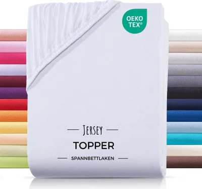 Produktbild von Jersey Spannbettlaken Topper Bettlaken 180x200 cm Weiß