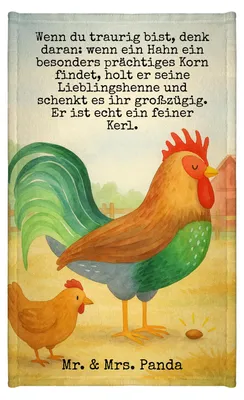 Produktbild von Mr. & Mrs. Panda Handtuch Hahn Korn Design - Weiß - Geschenk, Gästetuch, Natur, Bauernhof, Henne, Frotteetuch, Eier, Gästehandtuch Bunt, Baumwollhandtuch, Klein
