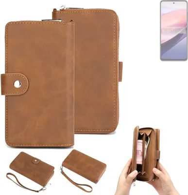 Produktbild von K-S-Trade Handyhülle Schutzhülle kompatibel mit Nubia Focus 5G & Portemonnee Tasche Handytasche Case Etui Geldbörse Wallet braun (1x)