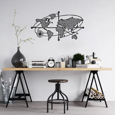 Produktbild von Wallity, World- TNL2252, Schwarz, Sonstige Wohndekorationen, 70 x 39 cm, 100% Metall (Dicke: 1
