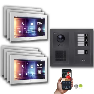 Produktbild von Goliath IP Video Türsprechanlage: 10-Zoll 7 Familienhaus, Zahlencode, Anzeige, Anthrazit  : 10 Zoll Weiß : Unterputzdose Monitor Farbe: 10 Zoll Weiß Montage: Unterputzdose