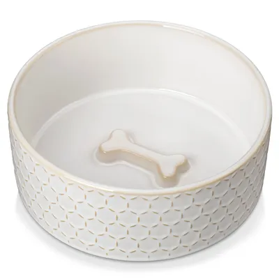 Produktbild von MALACASA, 1-tlg Futternapf für Hunde und Katzen, Fressnapf aus Steingut, Sechseckmuster