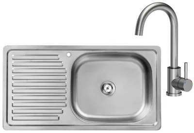 Produktbild von VBChome Edelstahlspüle mit Armatur 75x40x14 cm Edelstahl Glatt Küchenspüle mit Hahnloch Spüle Linksseitig Abtropffläche Siphon Spül mit Armatur Inox