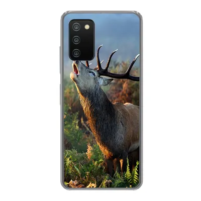 Produktbild von MuchoWow® Handyhülle Schutzhülle Hülle für Samsung Galaxy A03s Hirsche - Wald - Nebel Silikon Softcase Handy Hülle - Schutz