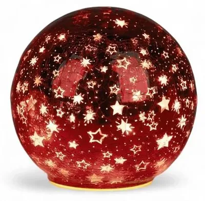 Zdjęcie produktu dla Kula LED dekoracyjna szklana gwiazdy czerwona timer na boże narodzenie zest