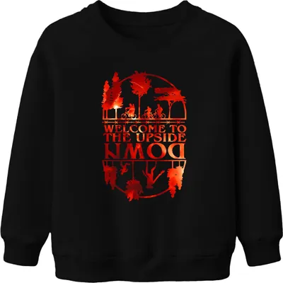 Immagine prodotto di Welcome To The Upside Down Sci Fi 80er Retro Horror Stranger Unisex Kinder Felpa Pullover, Schwarz, 152