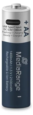 Produktbild von MediaRange MRBAT161, Wiederaufladbarer Akku, AA, Lithium-Ion (Li-Ion), 1,5 V, 4 Stück(e), 1400 mAh
