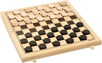 Image de Jeu de Dames en Bois Jeujura, Coffret Pliant, 30x30x2cm, Fabrication Française