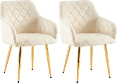 Produktbild von CLP 2er Set Esszimmerstühle Monett mit gepolstertem Samtbezug creme Material Gestell Metall gold