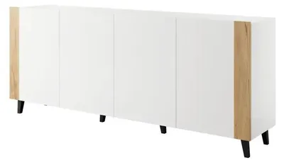 Zdjęcie produktu dla Komoda 200 x 42 x 82 cm biała matowa z dębem craft