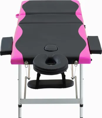 Produktbild von vidaXL Massageliege Klappbar 3-Zonen Aluminiumgestell Schwarz und Rosa