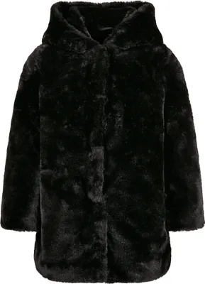 Productafbeelding van Urban Classics meisjes teddyjas met capuchon, zwart - maat 146/152
