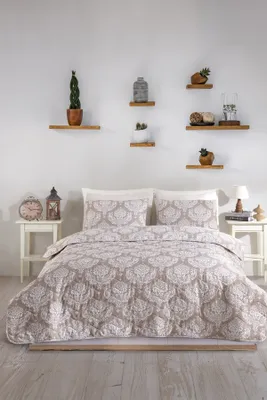 Produktbild von L'Essentiel Linge de Maison, Doppelbett-Tagesdecken-Set, Post - Brown, 65 % BAUMWOLLE / 35 % POLYESTER, Weiß, 200 x 220 cm