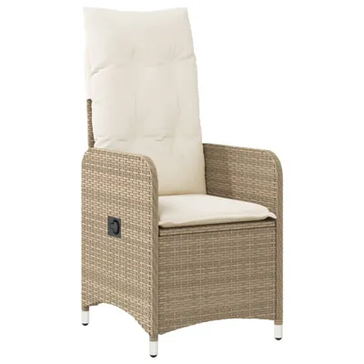 Immagine prodotto di Sedia Reclinabile da Giardino con Cuscini Beige in Polyrattan