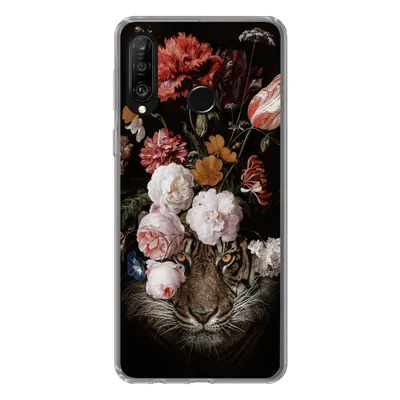 Produktbild von MuchoWow® Handyhülle Schutzhülle Hülle für Huawei P30 Lite Blumen - Jan Davidsz de Heem - Tiger - Gemälde - Stillleben - Alte Meister Silikon Softcase Handy Hülle - Handyhülle