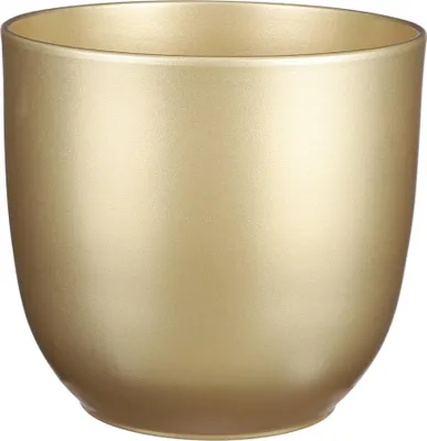 Produktbild von Blumenübertopf "Tusca" aus Keramik H 23 cm – Ø 25 cm Vintage-Gold -  Übertopf Keramik Blumentopf Pflanztopf