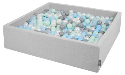 Produktbild von KiddyMoon Bällebad Kinder Quadrat 120x30cm 300 Bunte Bälle ∅7cm - Bällebad groß Bällepool - Plastikbälle Baby spielzeug bällebad - Hellgrau