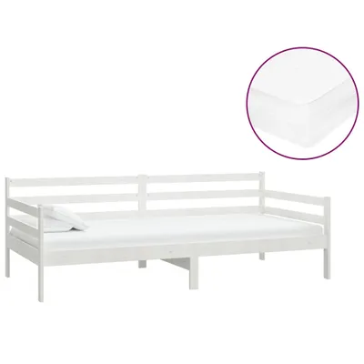 Zdjęcie produktu dla Łóżko Drewniane 90x200 Białe z Materacem Jednoosobowe do Sypialni