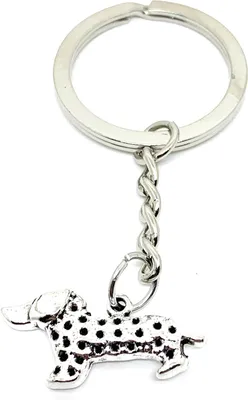 Produktbild von Onwomania Schlüsselanhänger Dackel gepuktet silber Metall Anhänger Charm