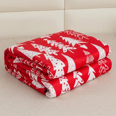 Produktbild von FEBE Tagesdecke Weihnachts Christbaum Bettüberwurf 220x200 cm Überwurfdecke Sofadecke Sofaüberwurf Flauschig Mikrofaser Zimmer Deko