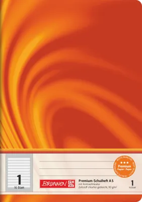 A close-up of a notebook cover with a swirling orange and yellow design.