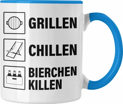 Produktbild von Trendation - Grill Tasse Geschenk Männer Steak Liebhaber Grillen Geschenkidee Vater BBQ (Blau)