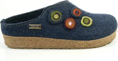 Produktbild von Haflinger Damen Hausschuh Pantoffel Wollfilz Grizzly Kanon 731023, Größe:41 EU, Farbe:Blau