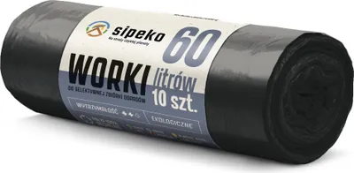 Zdjęcie produktu dla LDPE Worki na śmieci SIPEKO 60L 10szt. CZARNE