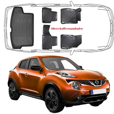 Produktbild von 3D Auto Fußmatten & Obere Kofferraumwanne Set Kompatibel mit Nissan Juke 1.Gen 2016-2019