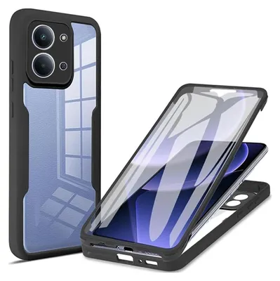 Immagine prodotto di Custodia per cellulare ibrida in TPU per Xiaomi Redmi 15C 5G / 4G a copertura totale 360°, in acrilico nero