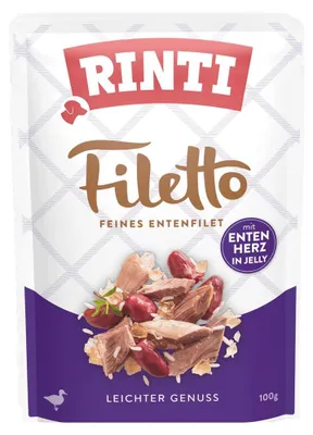 Immagine prodotto di Rinti - Filetto Pouch Jelly 24x100g | Anatra e cuore d'anatra in gelatina