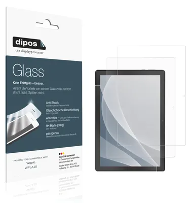 Produktbild von 2x Schutzfolie für Wqplo WPLA10 matt - Anti-Shock 9H Folie dipos Glass Kunststoffglas