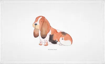 Produktbild von Mr. & Mrs. Panda Handtuch Hund Basset Hound - Weiß - Geschenk, 50x100, Flauschtuch, gesichtstuch, Süß, Vierbeiner, Sprüche, gesichtshandtuch, baumwolle