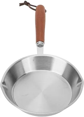 Productafbeelding van Inductie-ontbijtpannetje van roestvrij staal - 12 cm - Ergonomisch houten handvat - Antibacteriële coating - Gelijkmatige warmteverdeling
