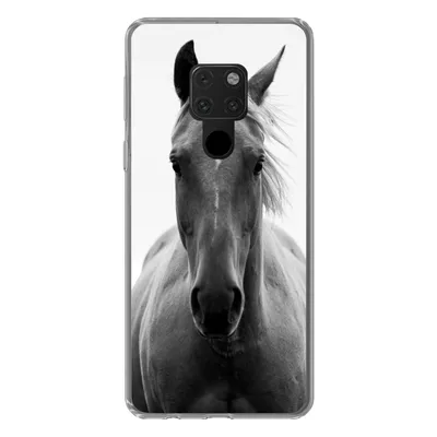 Produktbild von MuchoWow® Handyhülle Schutzhülle Hülle für Huawei P40 Lite Pferd - Tier - Schwarz - Weiß Silikon Softcase Handy Hülle - Handy