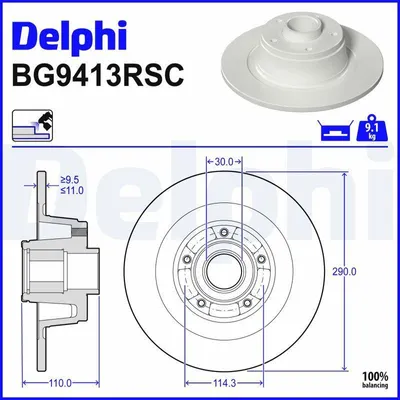 Zdjęcie produktu dla Tarcza hamulcowa DELPHI BG9413RSC