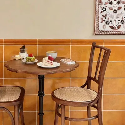 Produktbild von 360Home Massivholz-Esstisch Cafe Tisch und Stuhl Set Restaurant Braun schwarz B Stuhl*2
