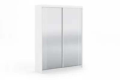 Produktbild von Kleiderschrank Schiebetürenschrank 150cm breit zweitürig weiß mit Spiegel