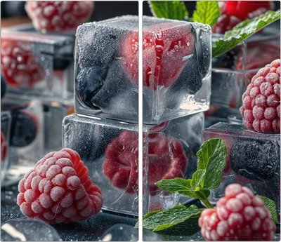 Produktbild von Spritzschutz Herdabdeckplatte Schneidebrett aus Glas Gefrorene Beeren 2-Teilig (60x52cm)