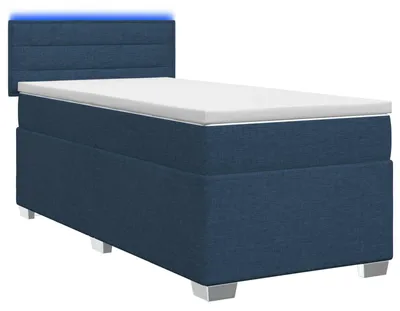 Productafbeelding van vidaXL Boxspringbed met matras en blauwe LED-verlichting, 100 x 200 cm, gestoffeerd