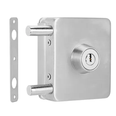 Image de Serrure de porte en verre, loquet de porte en verre, loquet de serrure de porte, serrure de porte sans cadre, accessoires de sécurité pour la maison