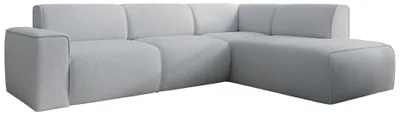 Produktbild von Selsey Bouvi – Ecksofa mit seitlicher Rückenlehne an der Ottomane, rechts, hellgrau, Bouclé