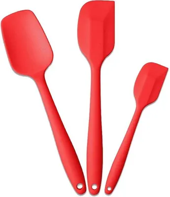 Produktbild von Silikonschaber-Set, 3-teilig, Rot, Hochwertig, Küchenzubehör